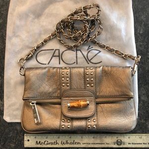 Cache bronze-gold clutch/crossbody purse